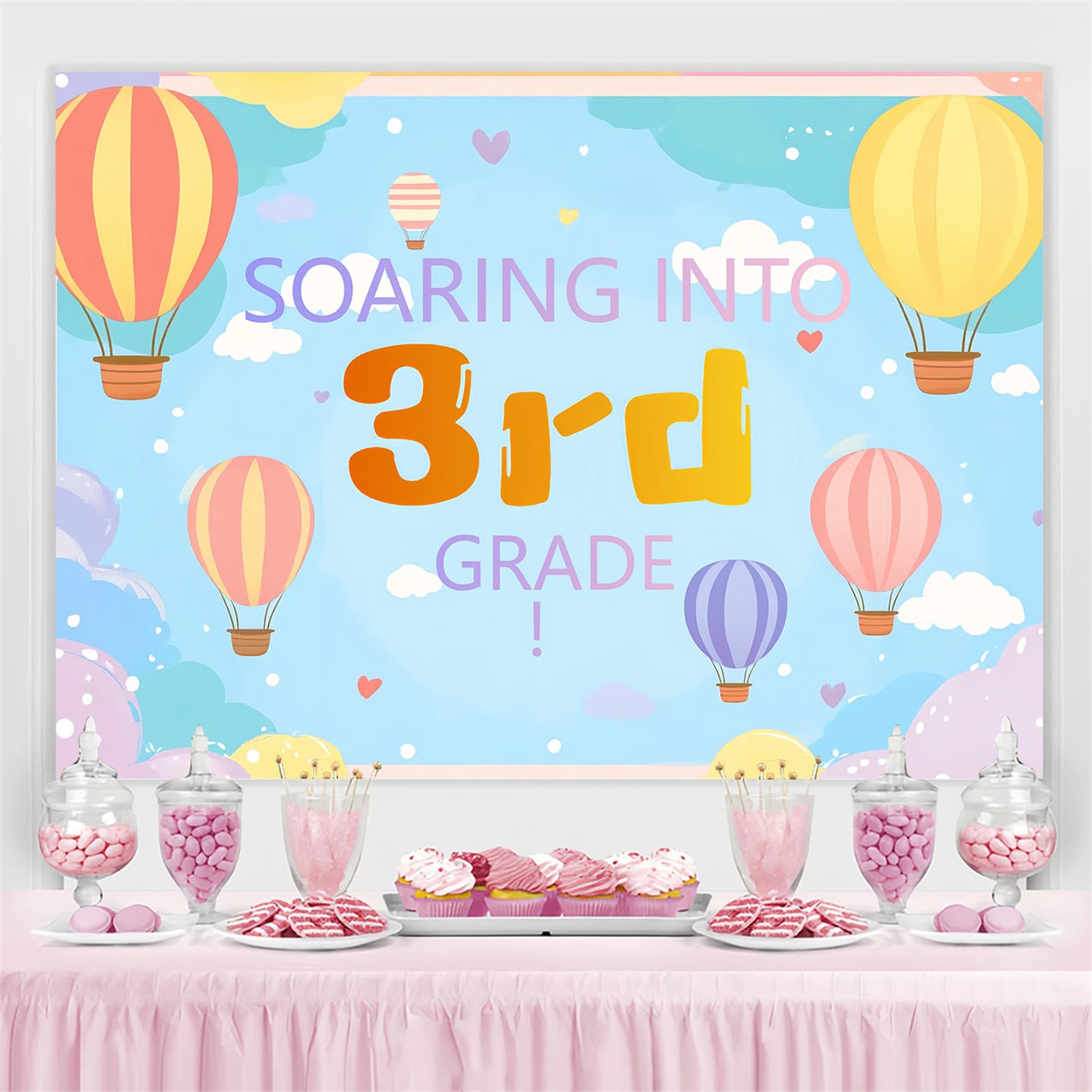 Backdrop For Back To School Hot Air Balloon Adventure Backdrop UK CSH3-81