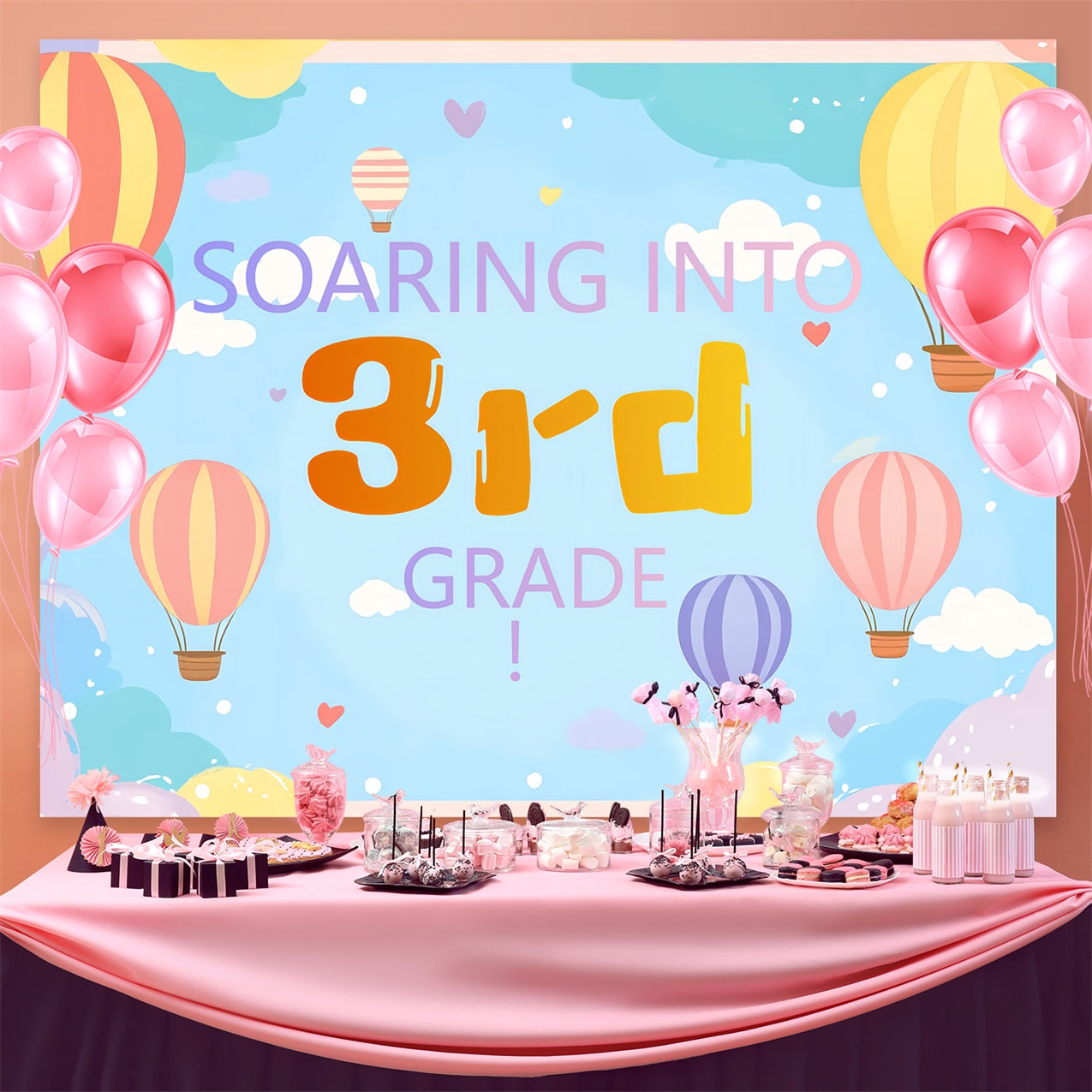 Backdrop For Back To School Hot Air Balloon Adventure Backdrop UK CSH3-81