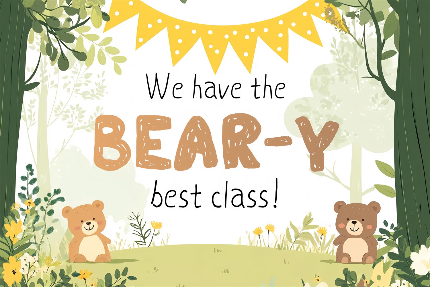 Back To School Backdrops Enchanted Forest Teddy Bear Backdrop UK CSH3-82