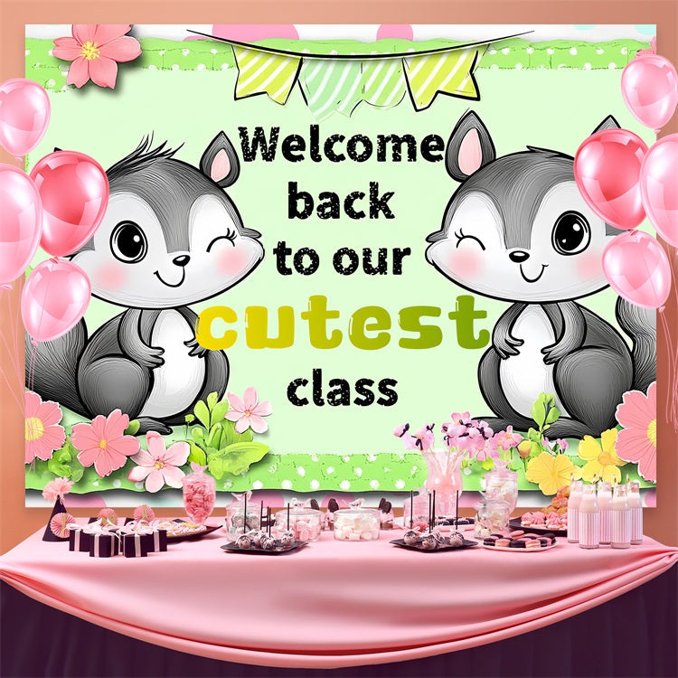 Backdrop For Back To School Adorable Squirrel Welcome Backdrop UK CSH3-83