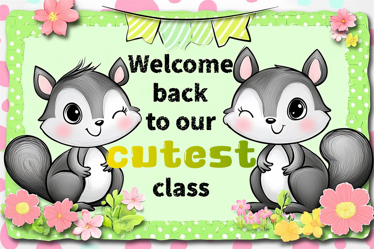 Backdrop For Back To School Adorable Squirrel Welcome Backdrop UK CSH3-83