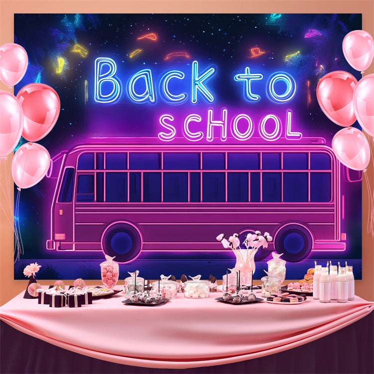 Back To School Backdrop Ideas Neon Electric School Bus Backdrop UK CSH3-85
