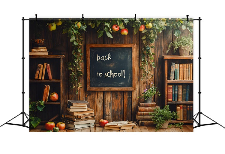 Backdrop For Back To School Wooden Bookshelf Apple Backdrop UK CSH3-9