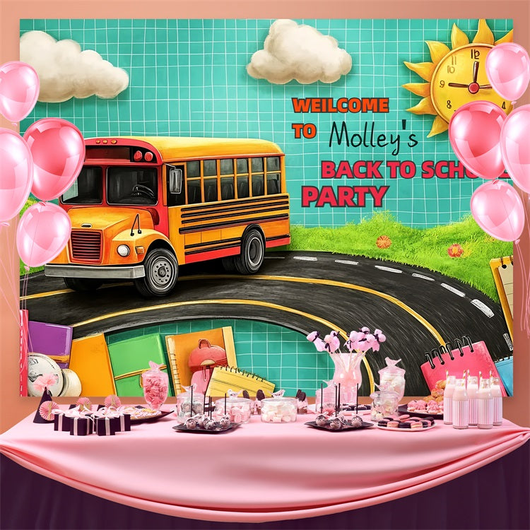 Backdrop For Back To School School Bus Adventure Custom Backdrop UK CSH3-90