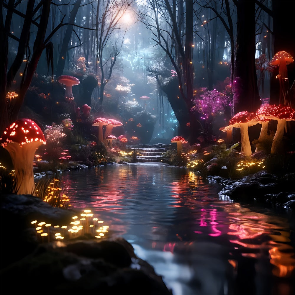Forest Backdrop Sparkling Mushroom Trail Creek Backdrop UK CSH4-108