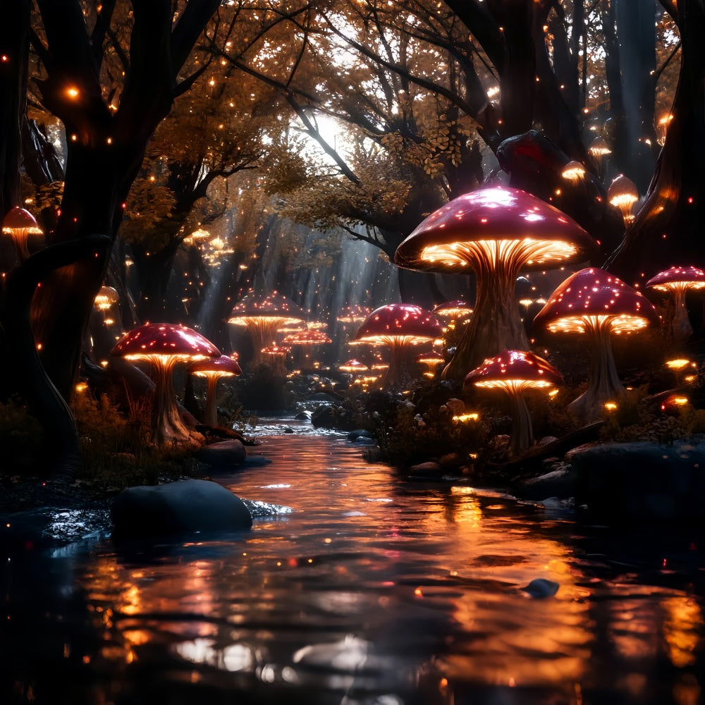 Fairy Tale Forest Backdrop Magical Creek Mushrooms Backdrop UK CSH4-109