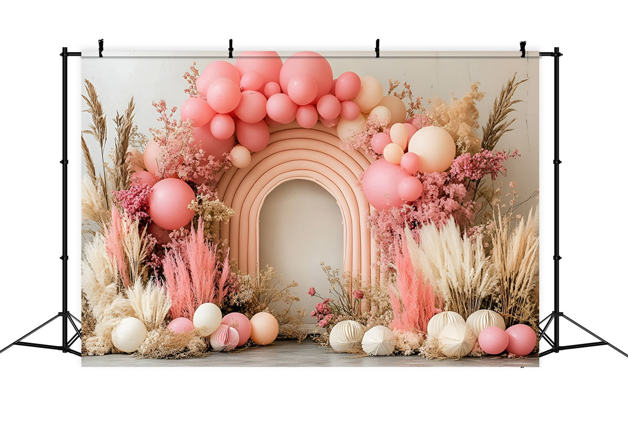 Boho Backdrop Arch Dried Floral Balloon Backdrop UK CSH4-124