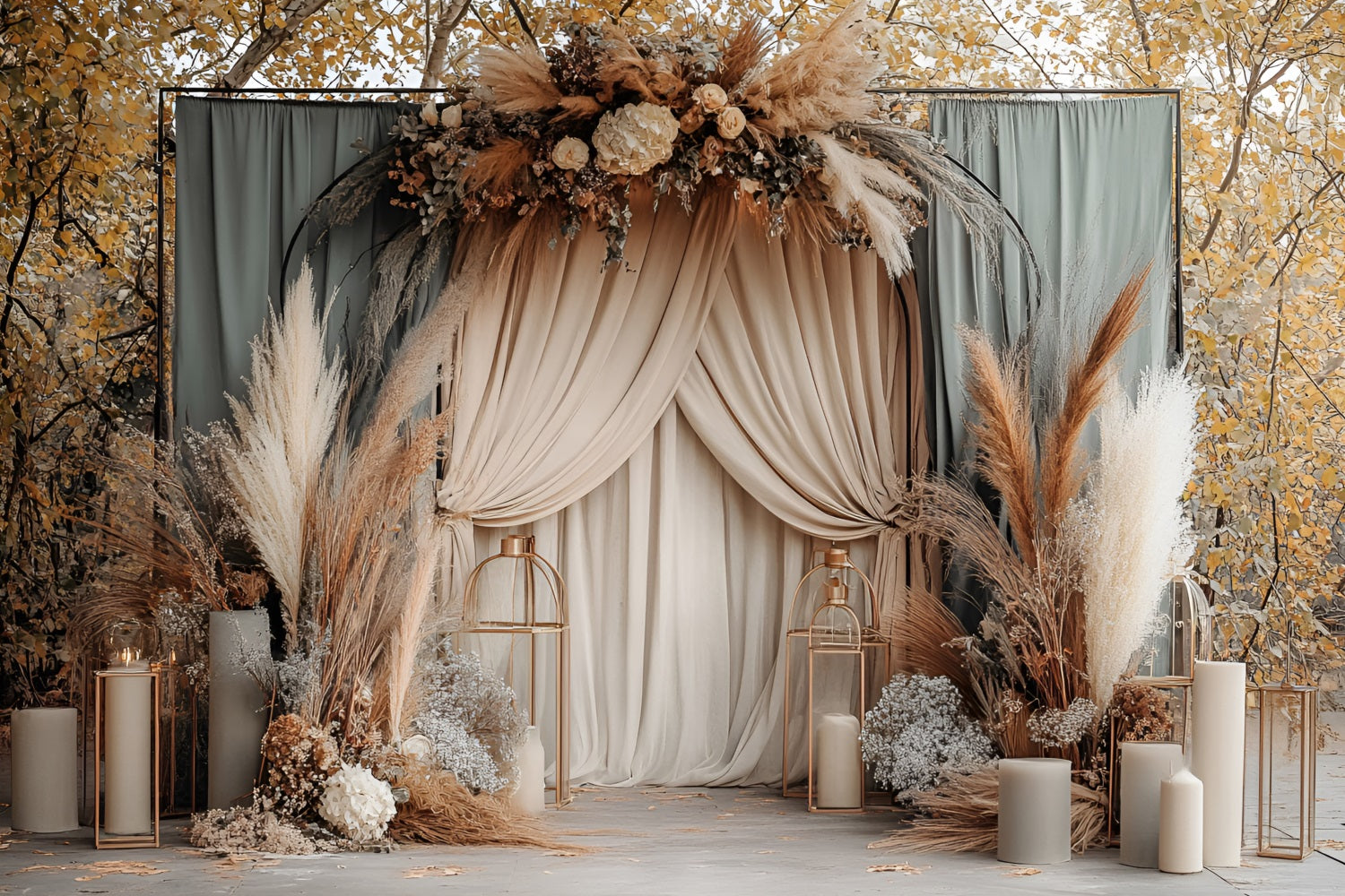 Boho Wedding Backdrop Autumn Romance Floral Backdrop UK CSH4-125