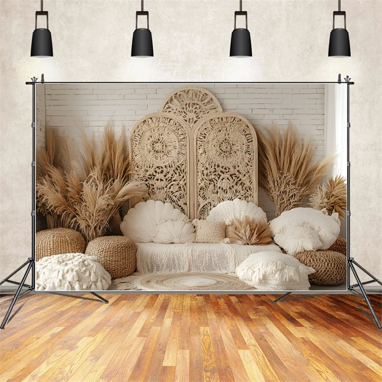 Boho Photo Backdrop Macrame Pampas Decor Backdrop UK CSH4-130