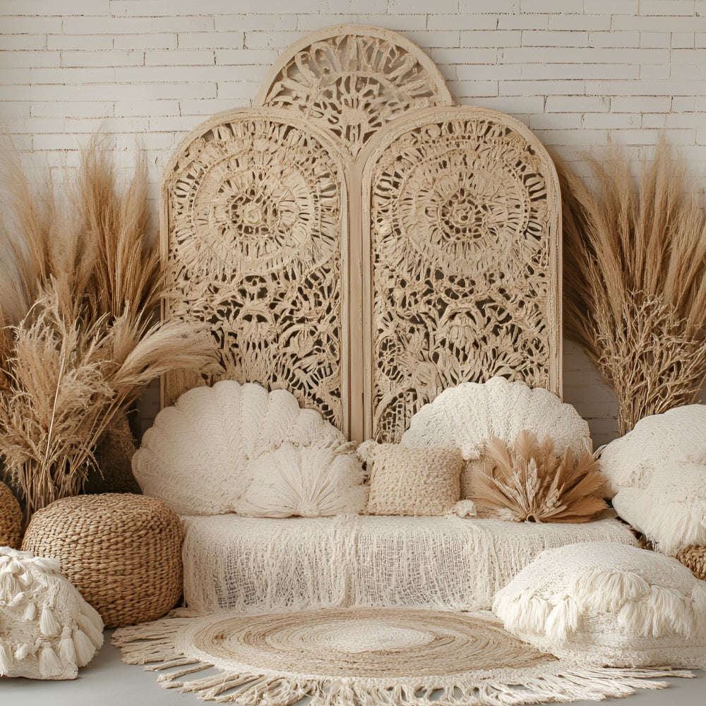 Boho Photo Backdrop Macrame Pampas Decor Backdrop UK CSH4-130