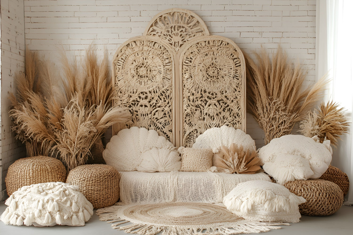 Boho Photo Backdrop Macrame Pampas Decor Backdrop UK CSH4-130