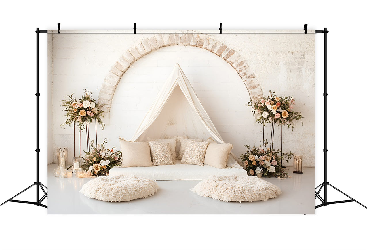 Boho Arch Backdrop Floral Tent Arch Backdrop UK CSH4-134