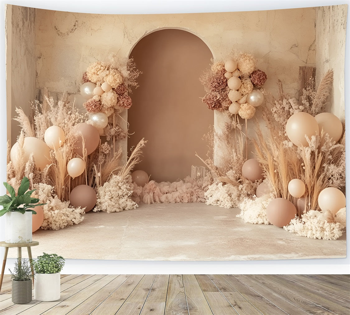 Boho Arch Backdrop Hydrangea Arch Balloon Backdrop UK CSH4-149