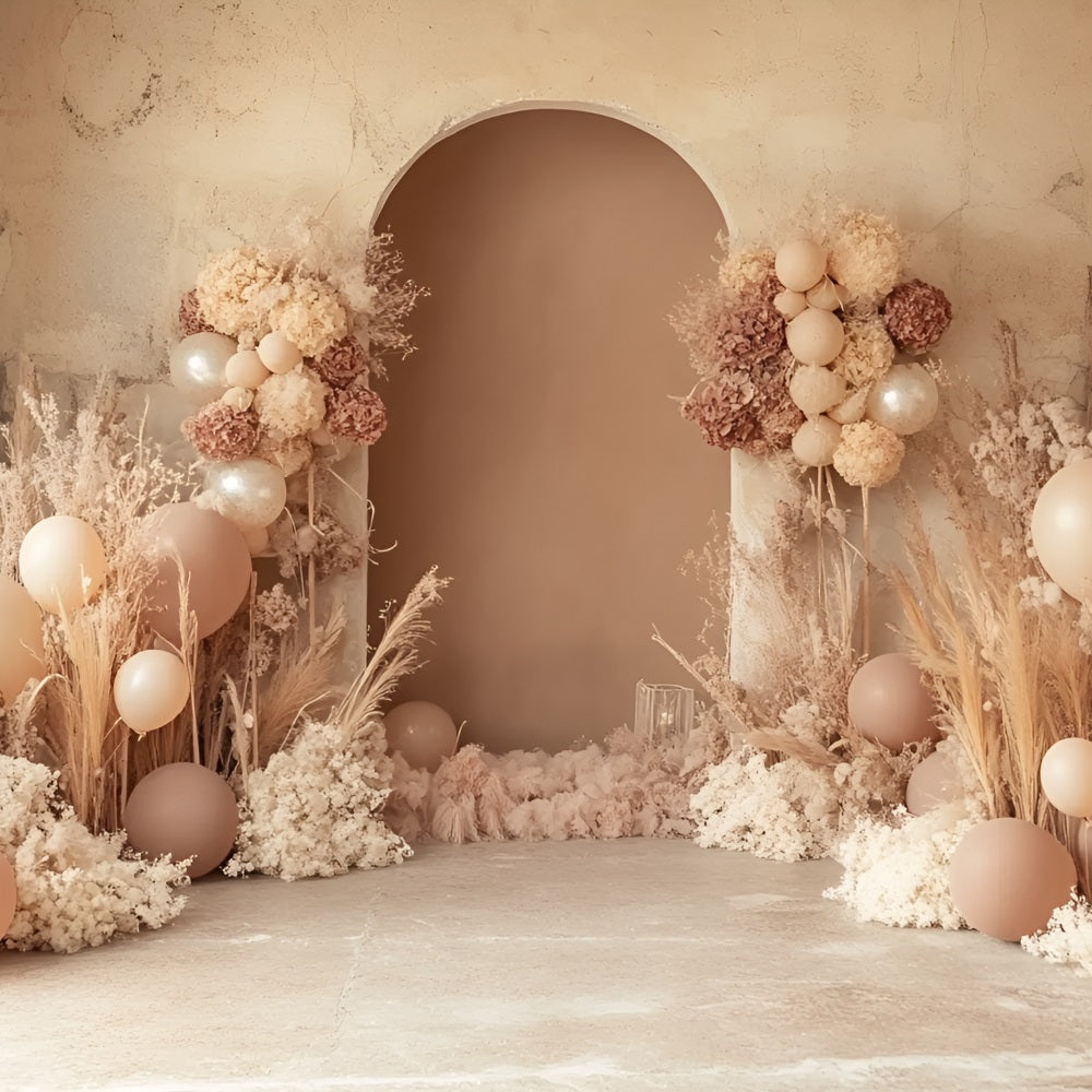 Boho Arch Backdrop Hydrangea Arch Balloon Backdrop UK CSH4-149