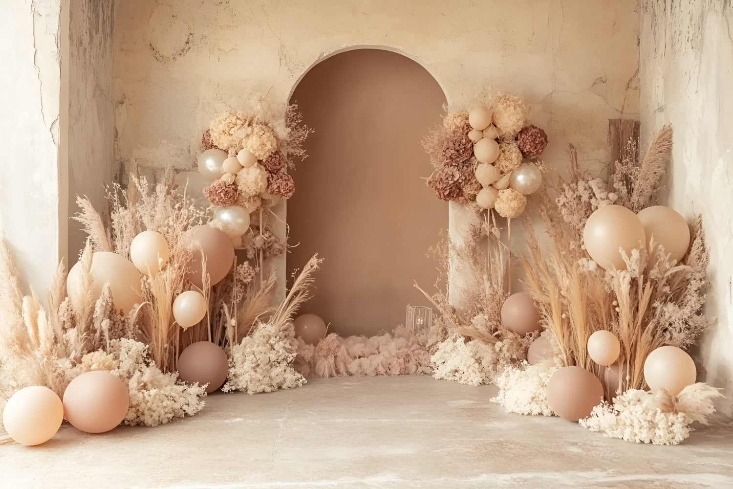 Boho Arch Backdrop Hydrangea Arch Balloon Backdrop UK CSH4-149