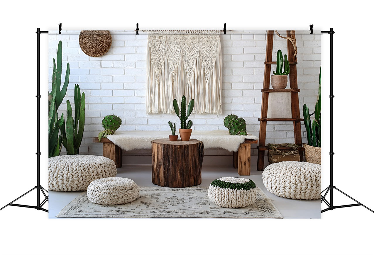 Boho Photo Backdrop Cactus Bench Macrame Wall Backdrop UK CSH4-150