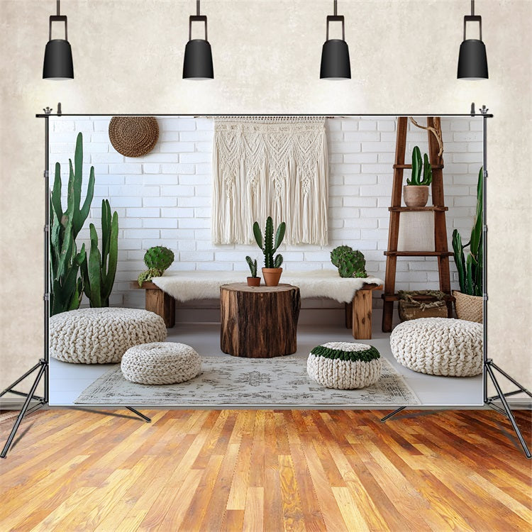 Boho Photo Backdrop Cactus Bench Macrame Wall Backdrop UK CSH4-150