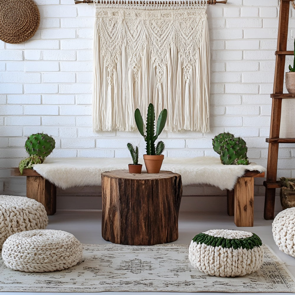 Boho Photo Backdrop Cactus Bench Macrame Wall Backdrop UK CSH4-150
