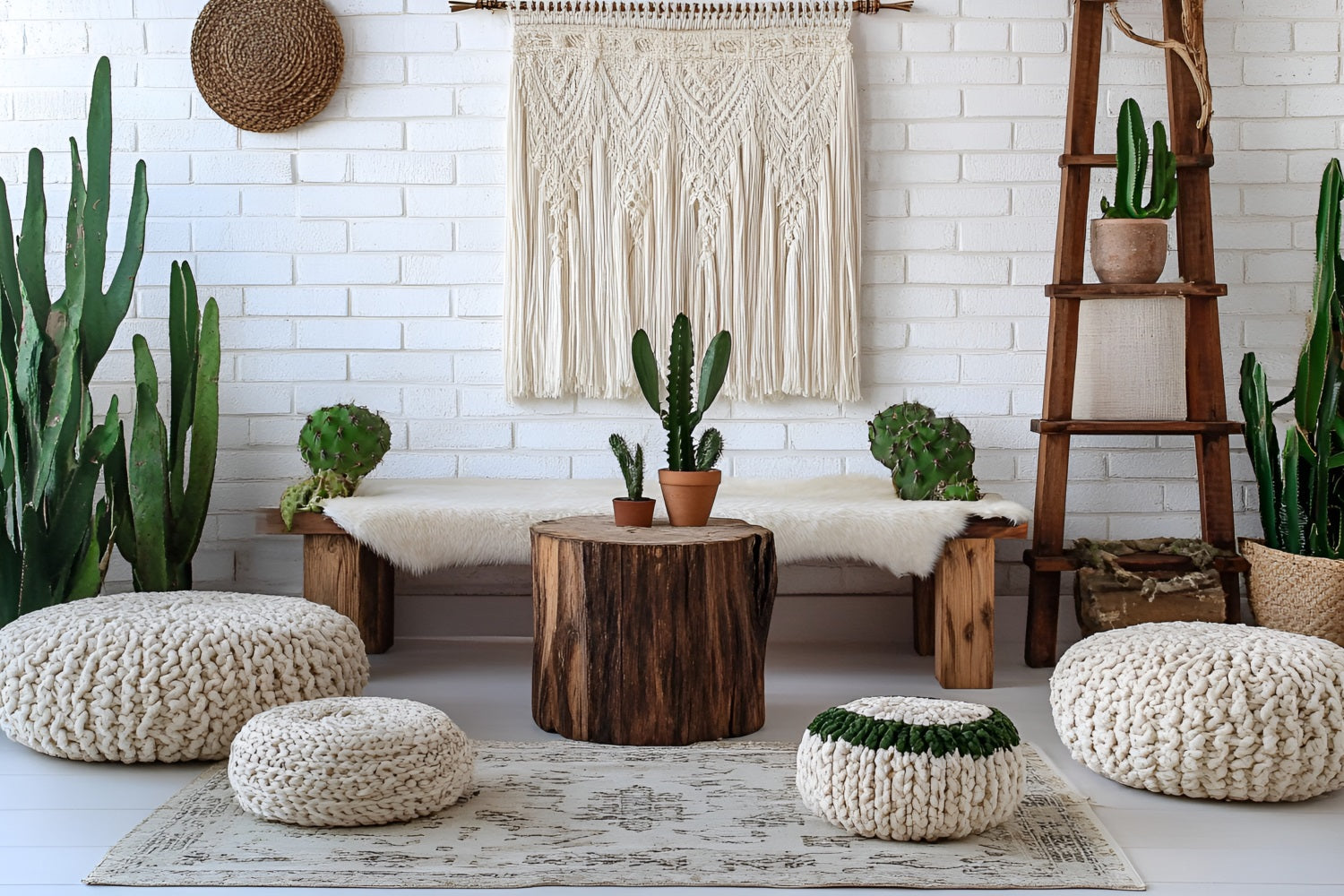 Boho Photo Backdrop Cactus Bench Macrame Wall Backdrop UK CSH4-150