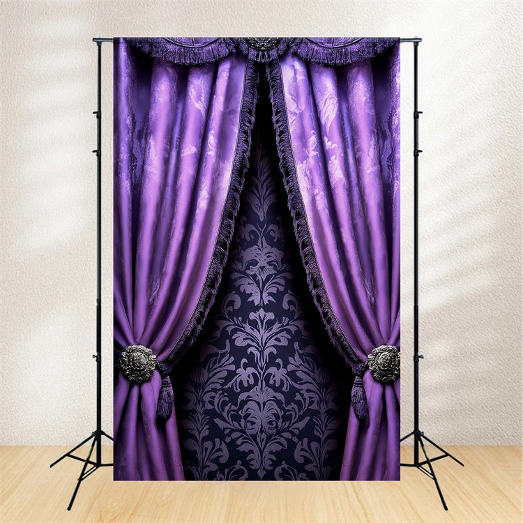 Portrait Photo Backdrop Royal Purple Velvet Curtain Backdrop UK CSH4-176