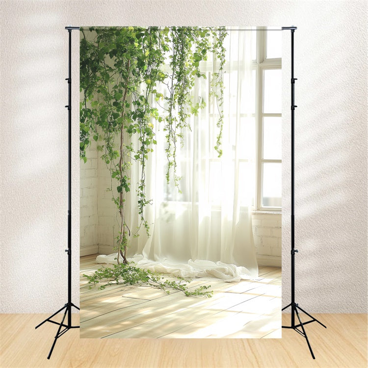 Portrait Studio Backdrops Green Vines Soft Curtain Backdrop UK CSH4-184