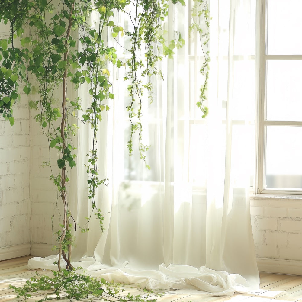 Portrait Studio Backdrops Green Vines Soft Curtain Backdrop UK CSH4-184