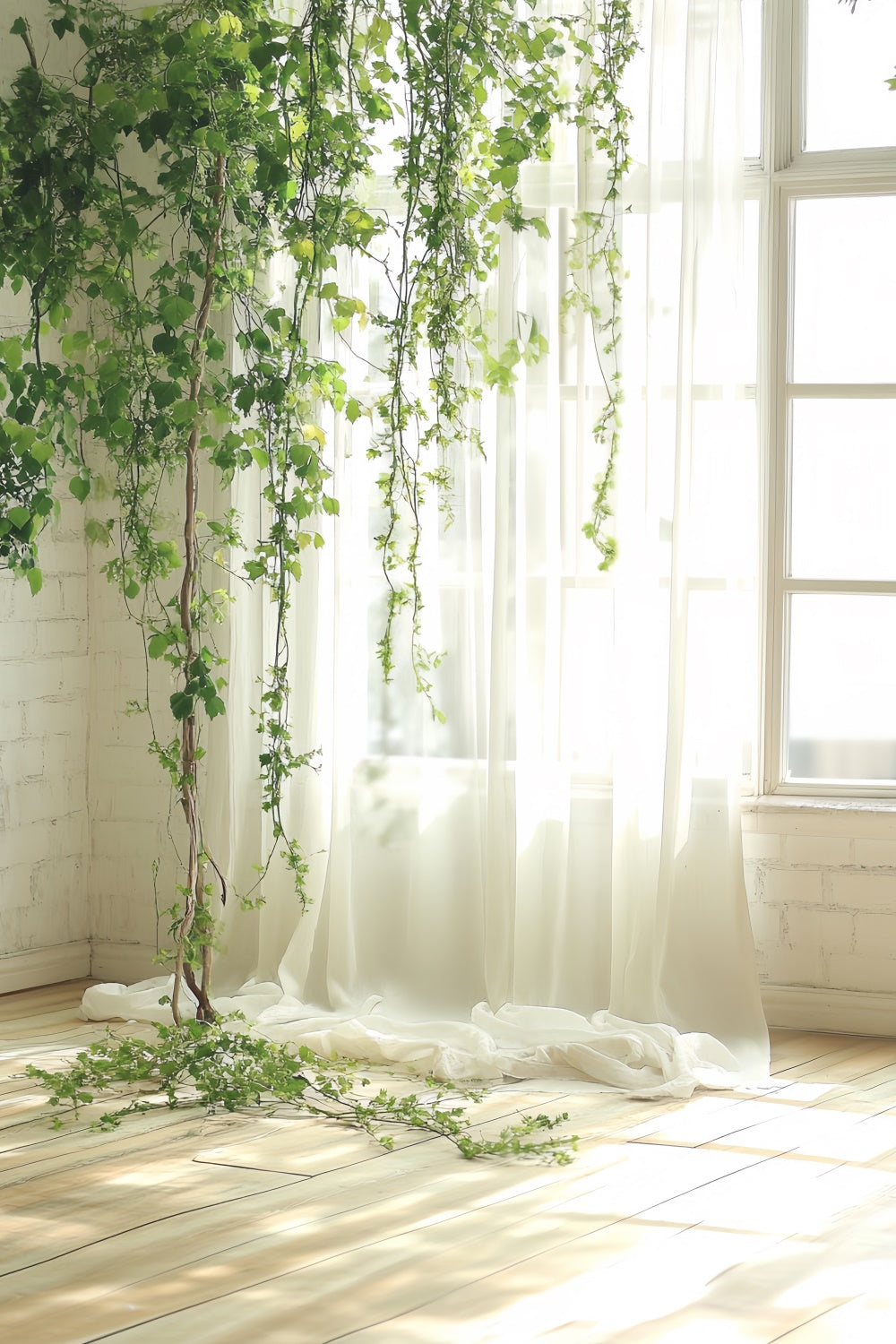 Portrait Studio Backdrops Green Vines Soft Curtain Backdrop UK CSH4-184