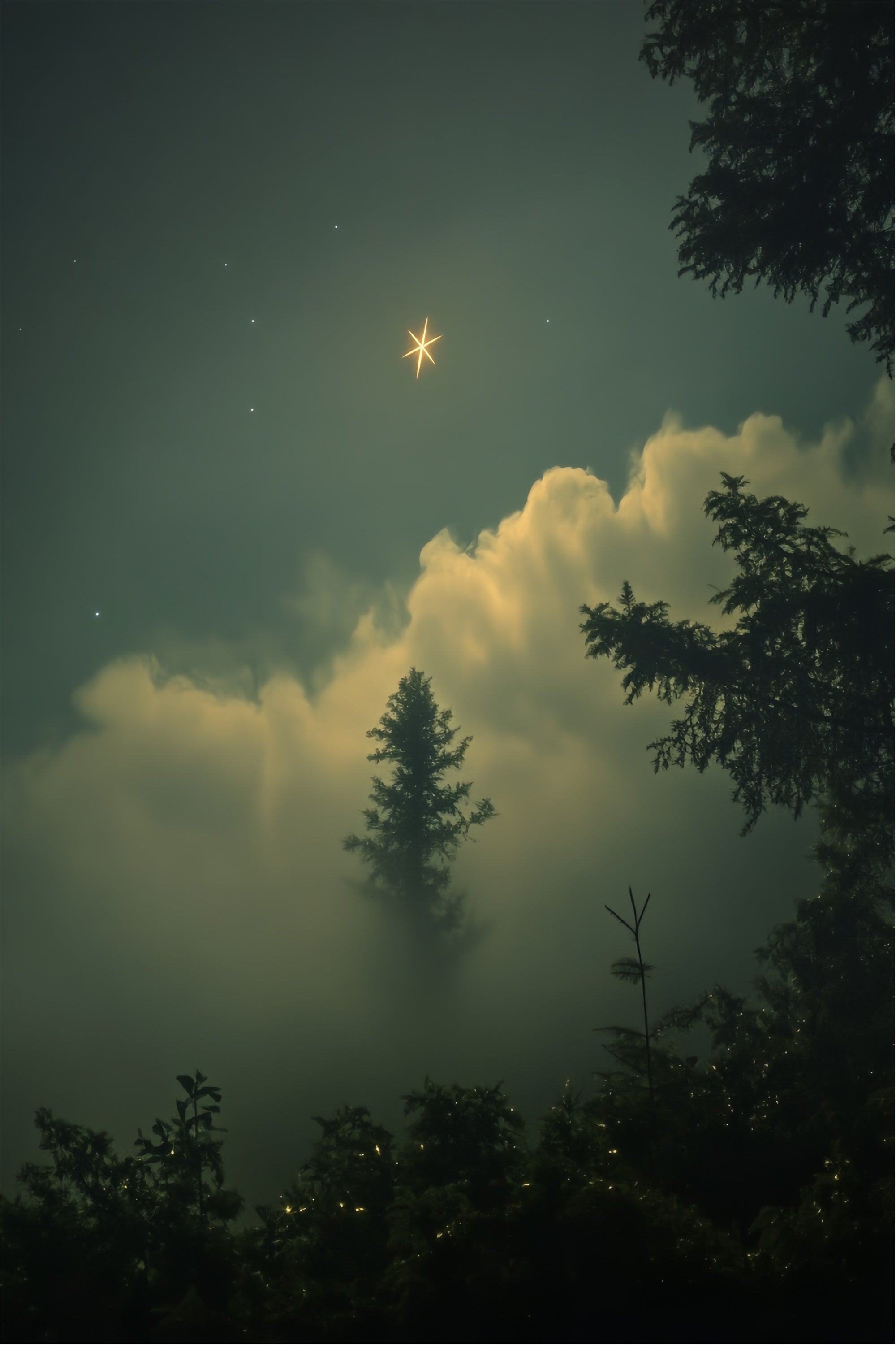 Portrait Studio Backdrops Dreamy Star Glow Forest Backdrop UK CSH4-193