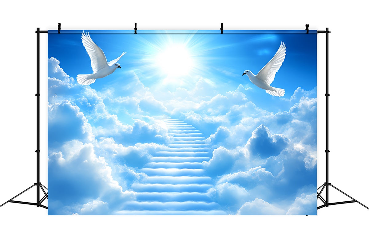Sky With Clouds Backdrop Cloud Ladder Soaring Doves Backdrop UK CSH4-247