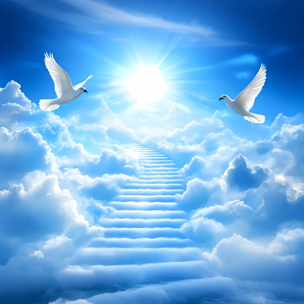 Sky With Clouds Backdrop Cloud Ladder Soaring Doves Backdrop UK CSH4-247