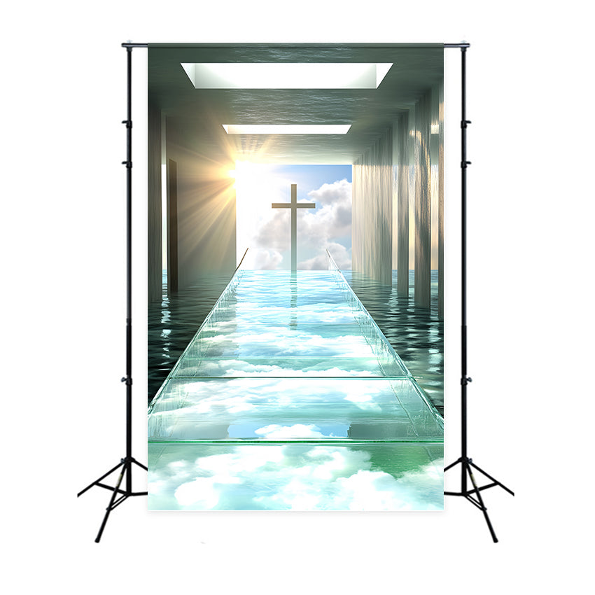 Sky And Cloud Backdrop Cloud Reflections Cross Backdrop UK CSH4-249