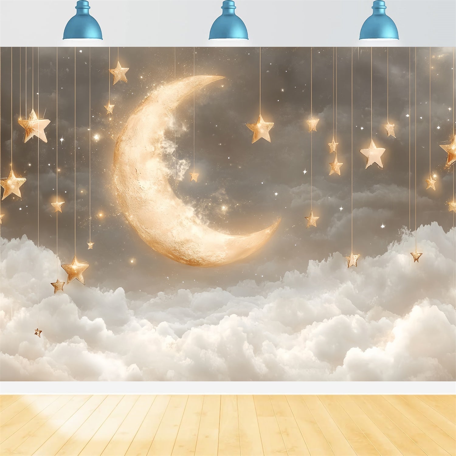 Cloud Backdrop Photoshoot Moonlight Hanging Stars Backdrop UK CSH4-251