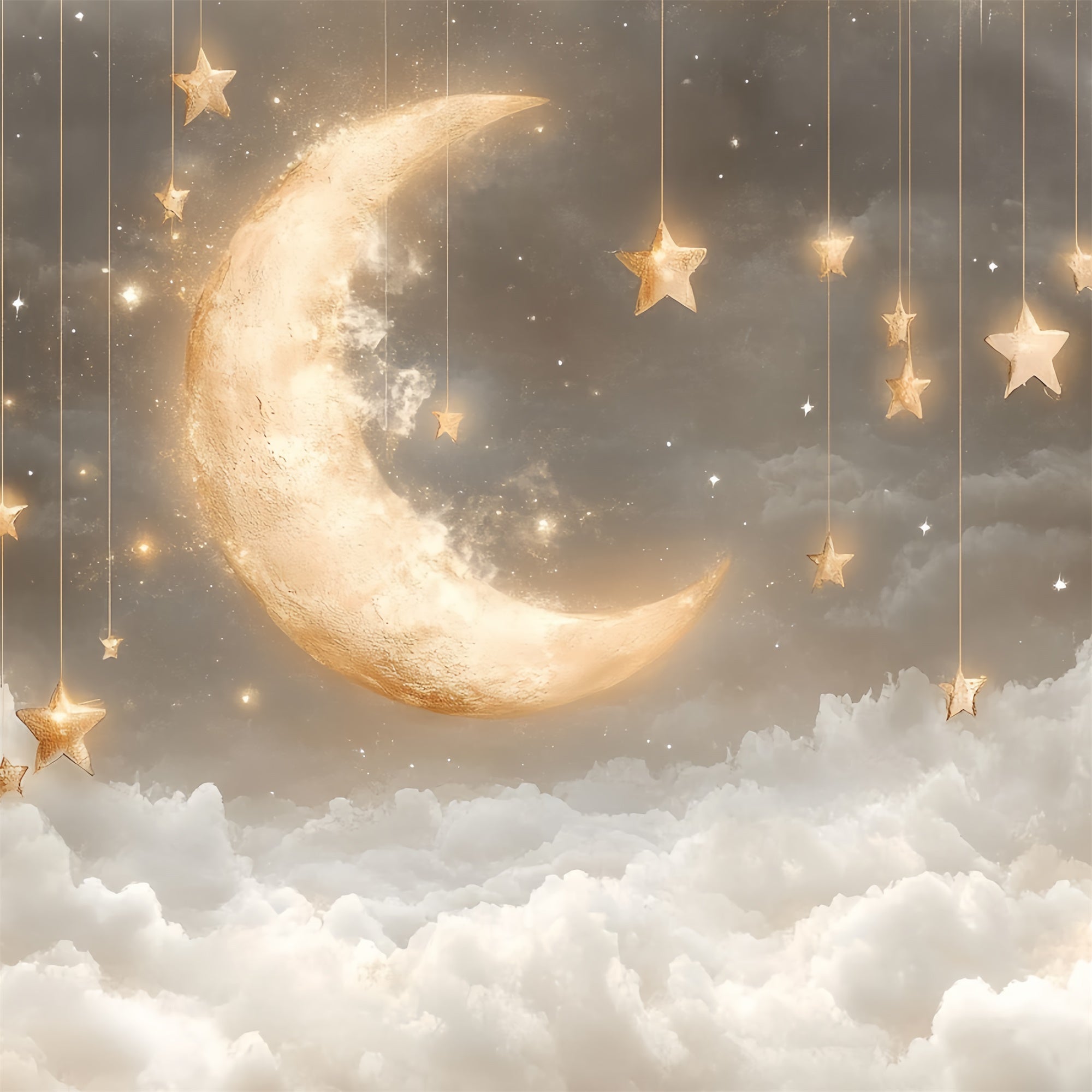 Cloud Backdrop Photoshoot Moonlight Hanging Stars Backdrop UK CSH4-251
