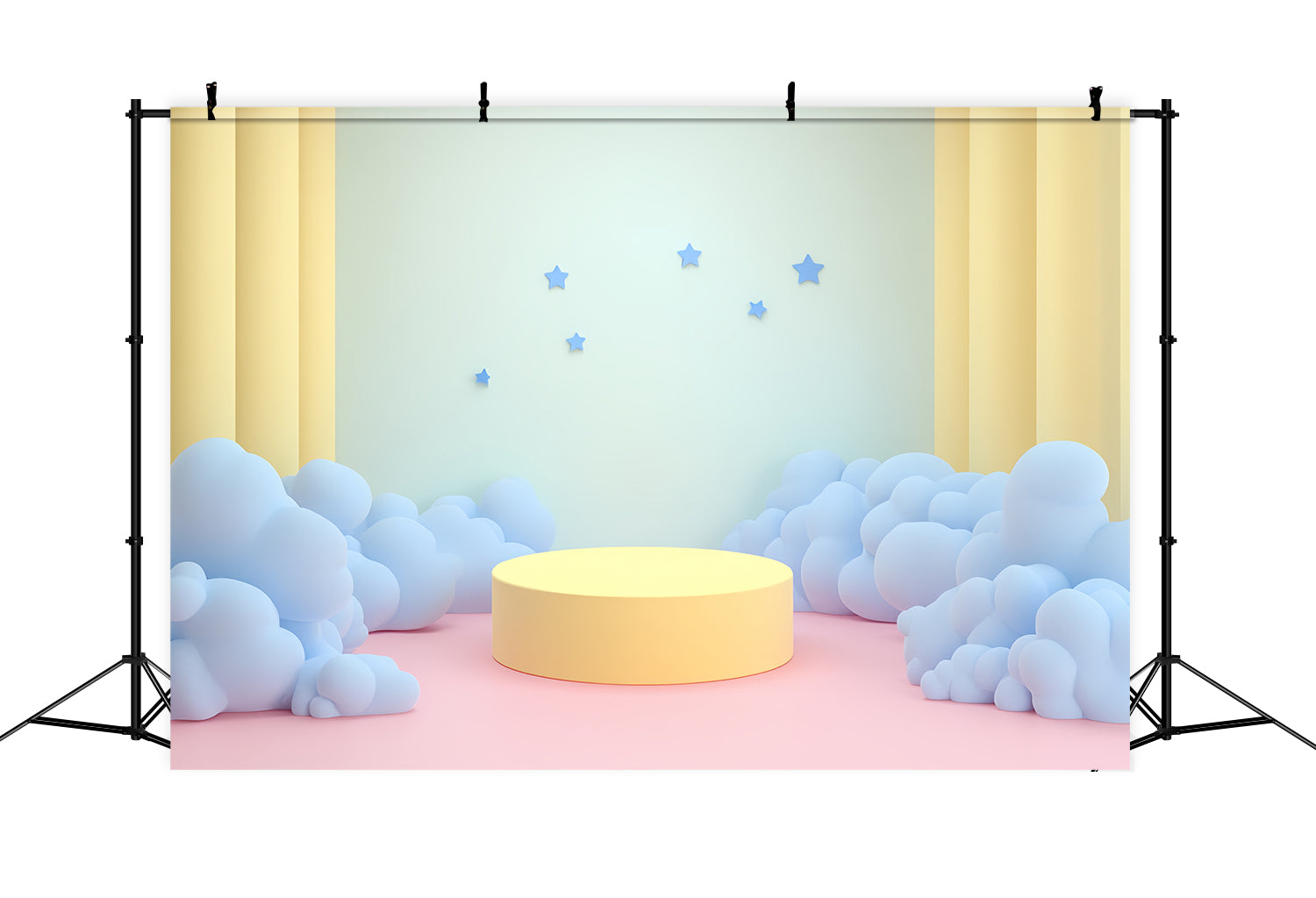 Cloud Backdrop Photoshoot Yellow Stage Blue Clouds Backdrop UK CSH4-258
