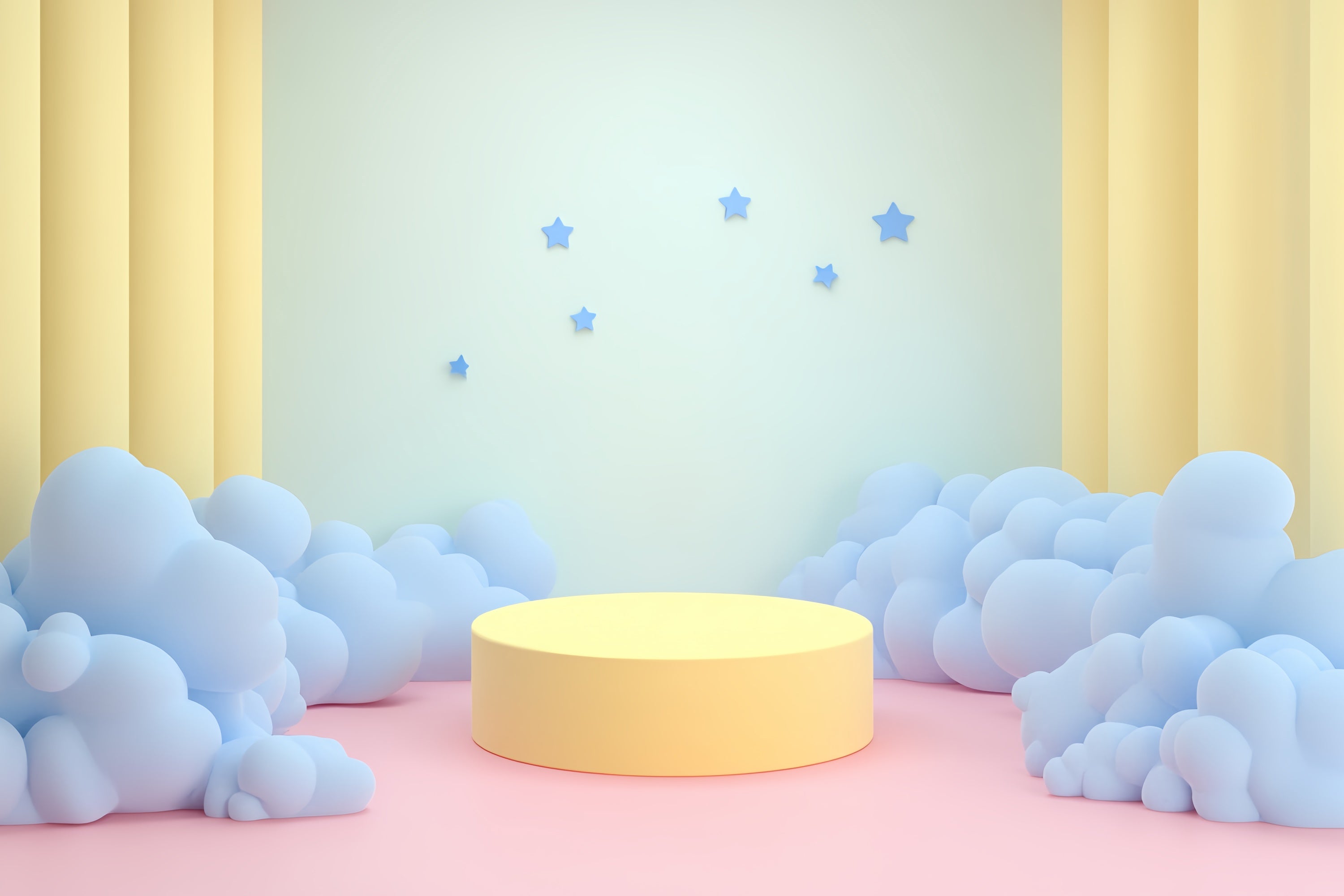 Cloud Backdrop Photoshoot Yellow Stage Blue Clouds Backdrop UK CSH4-258