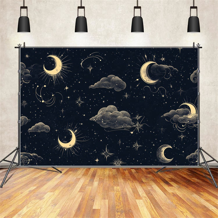 Night Sky Backdrops Mystical Clouds Crescent Moon Backdrop UK CSH4-259