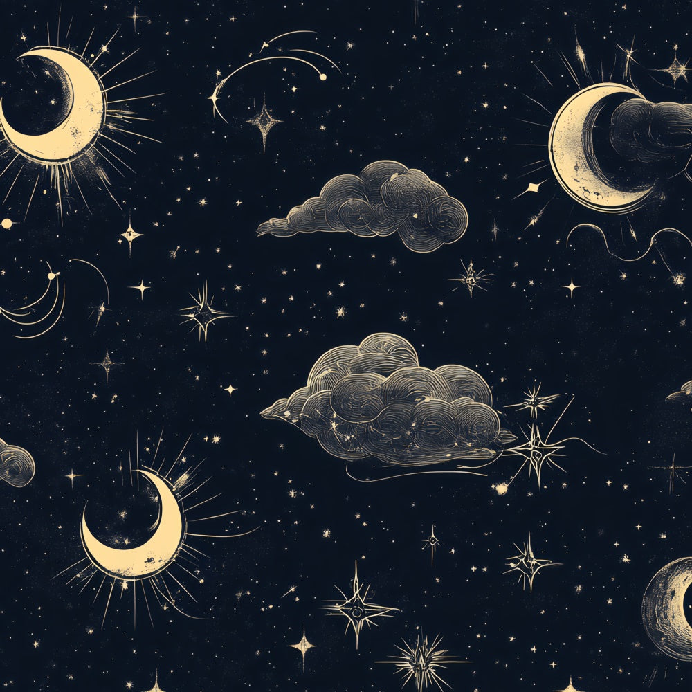 Night Sky Backdrops Mystical Clouds Crescent Moon Backdrop UK CSH4-259