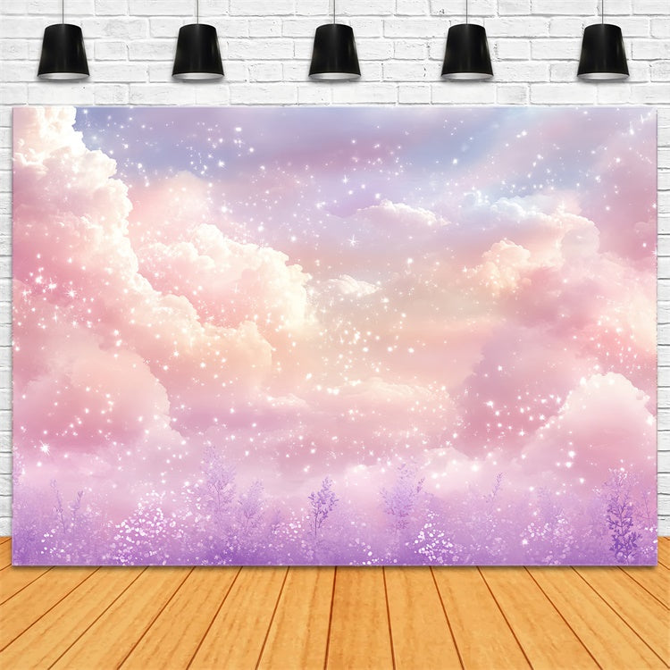 Cloud Photo Backdrop Lavender Sky Glittering Clouds Backdrop UK CSH4-261