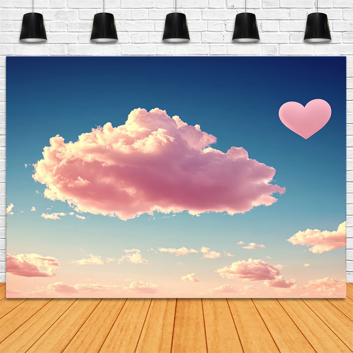 Pink Clouds Backdrop Romantic Pink Clouds Heart Backdrop UK CSH4-265