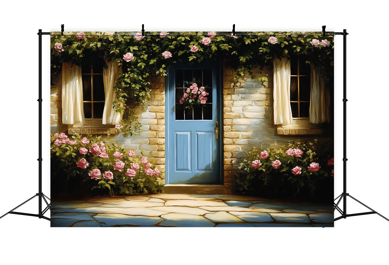 Vintage Photography Backdrops Brick Wall Climbing Roses Backdrop UK CSH4-270