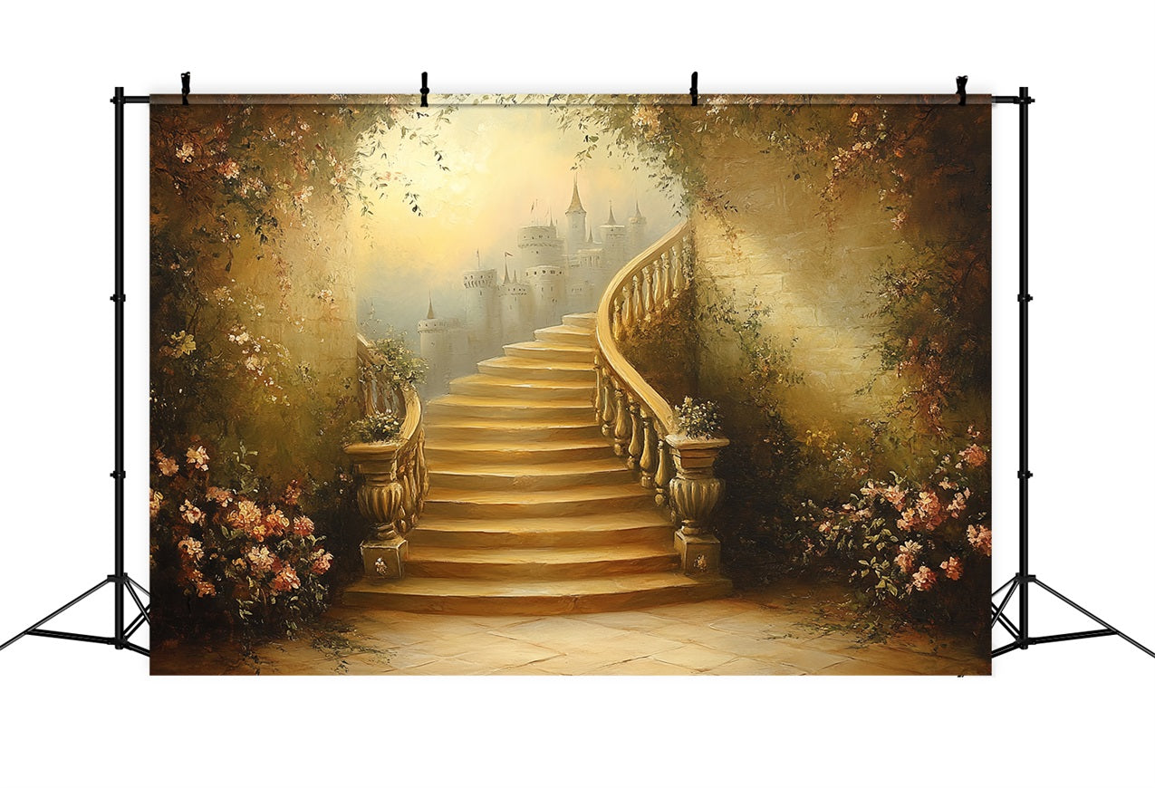 Vintage Backdrop Ideas Castle Twisting Staircase Backdrop UK CSH4-274