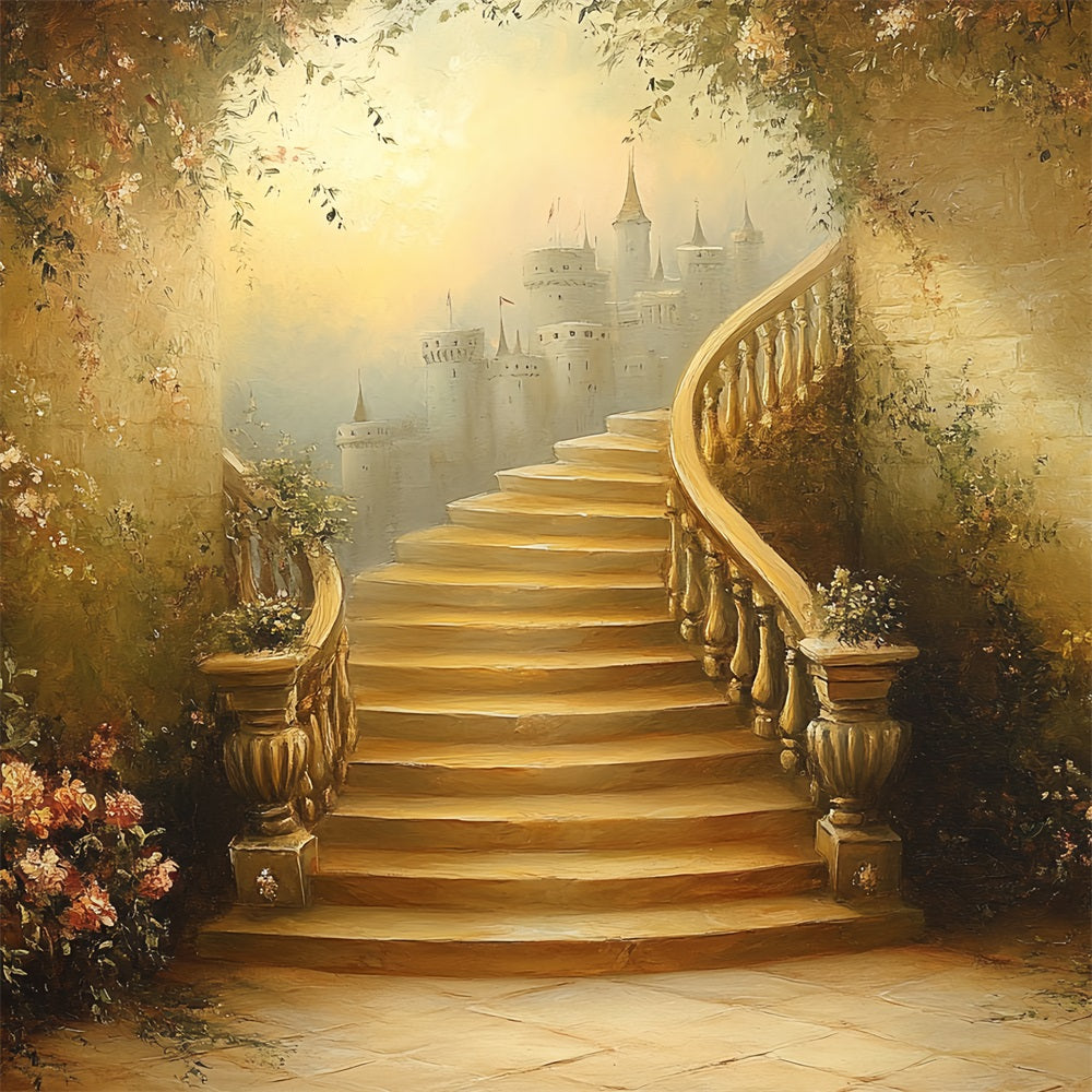 Vintage Backdrop Ideas Castle Twisting Staircase Backdrop UK CSH4-274