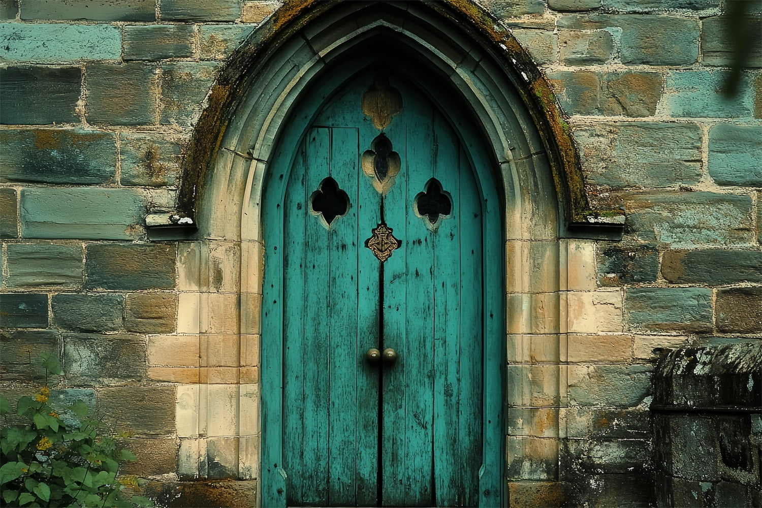 Victorian Backdrop Teal Wooden Door Vintage Backdrop UK CSH4-275