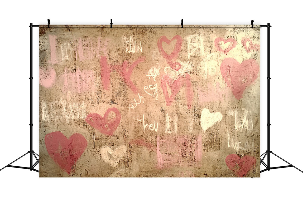 Vintage Wall Backdrop Graffiti Heart Pattern Backdrop UK CSH4-276