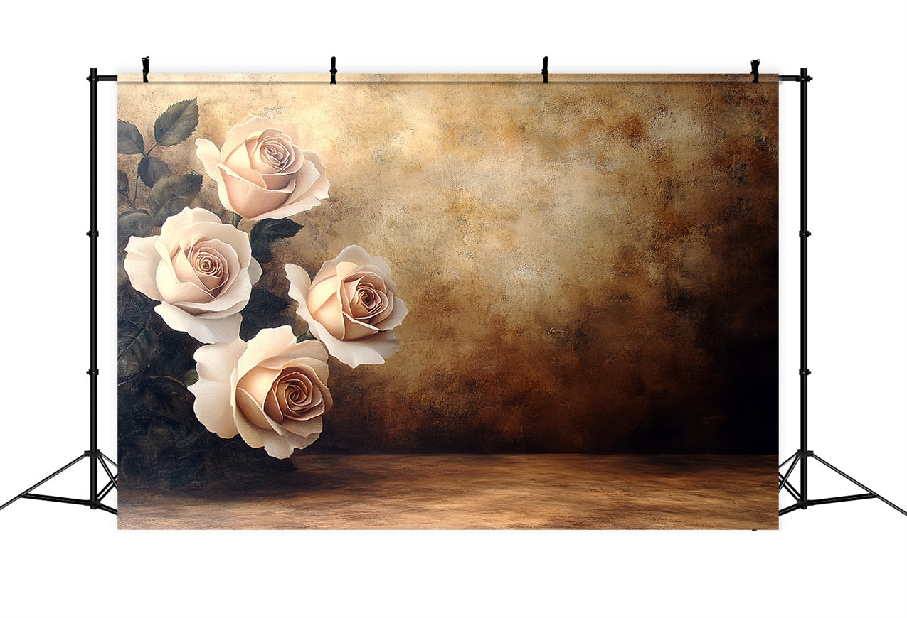 Vintage Photography Backdrops Golden Wall Roses Backdrop UK CSH4-280