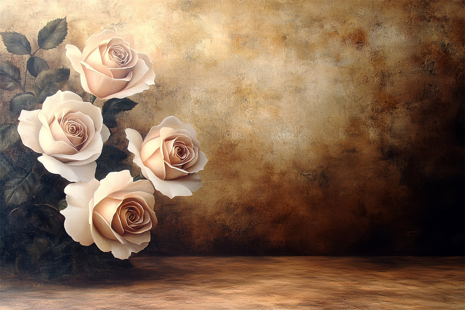 Vintage Photography Backdrops Golden Wall Roses Backdrop UK CSH4-280