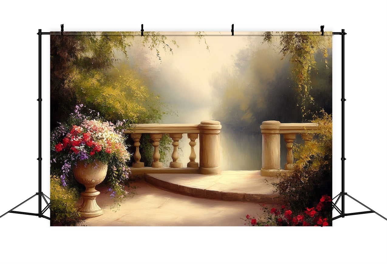 Vintage Backdrop Photography Garden Terrace Floral Backdrop UK CSH4-286