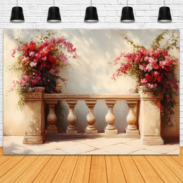 Vintage Photography Backdrop Courtyard Flowers Sunlight Backdrop UK CSH4-287