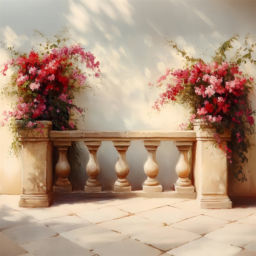 Vintage Photography Backdrop Courtyard Flowers Sunlight Backdrop UK CSH4-287