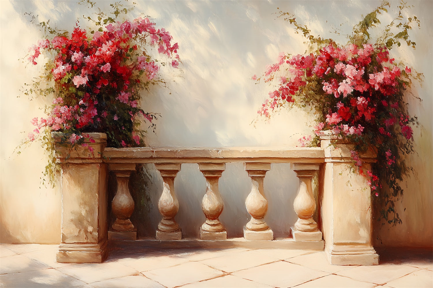 Vintage Photography Backdrop Courtyard Flowers Sunlight Backdrop UK CSH4-287